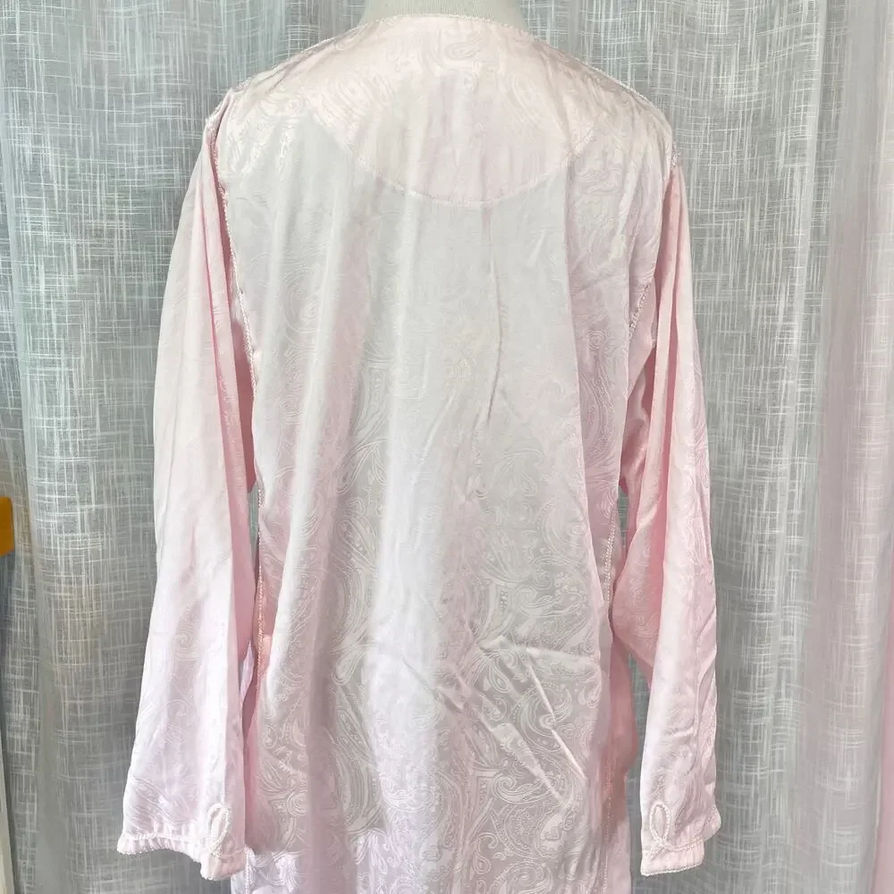 VTG Oscar De La Renta Night Gown Pink Paisley Satin Feminine Coquette Soft Girl